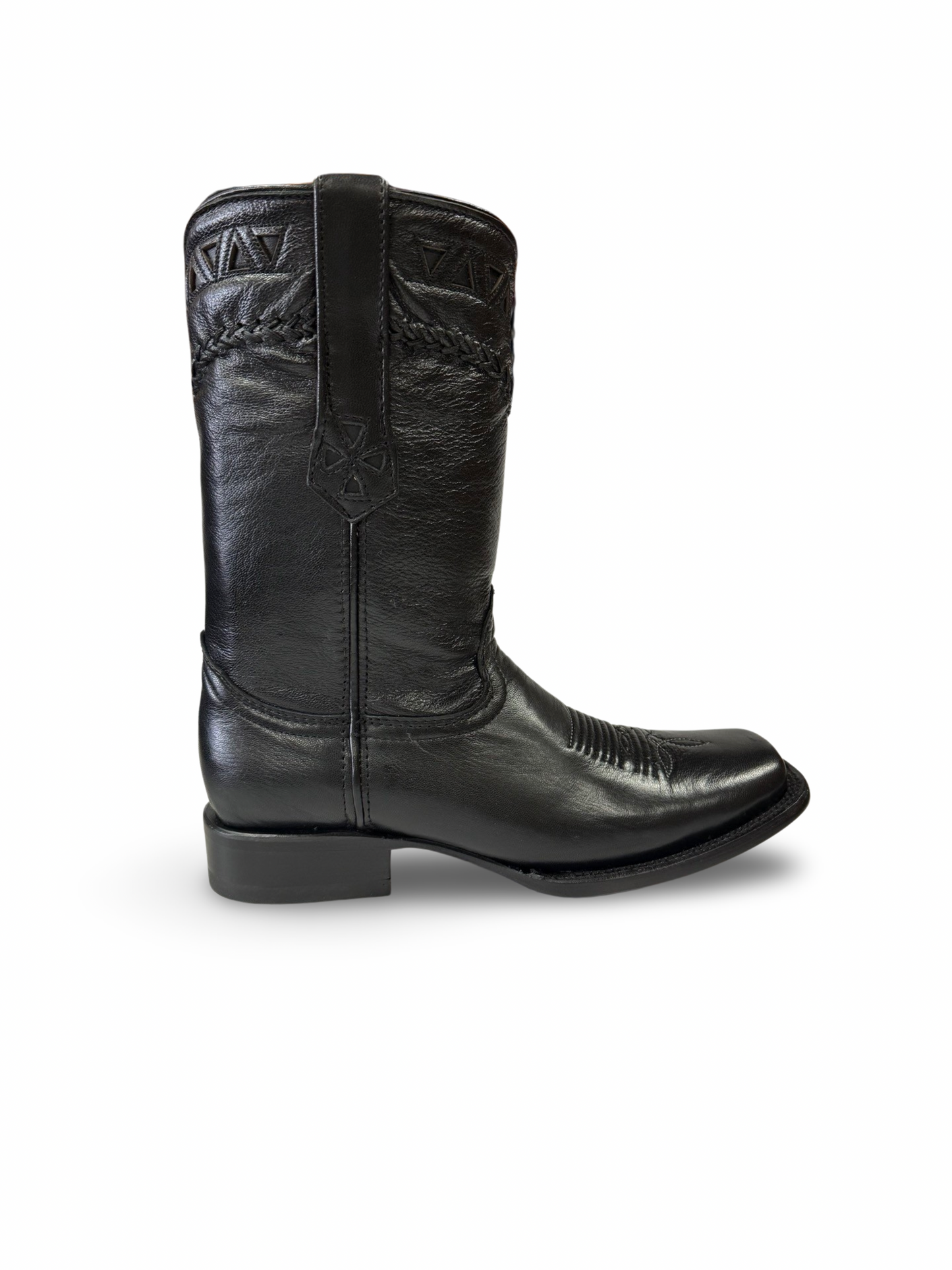 Black on Black Leather Rodeo (with Zipper)