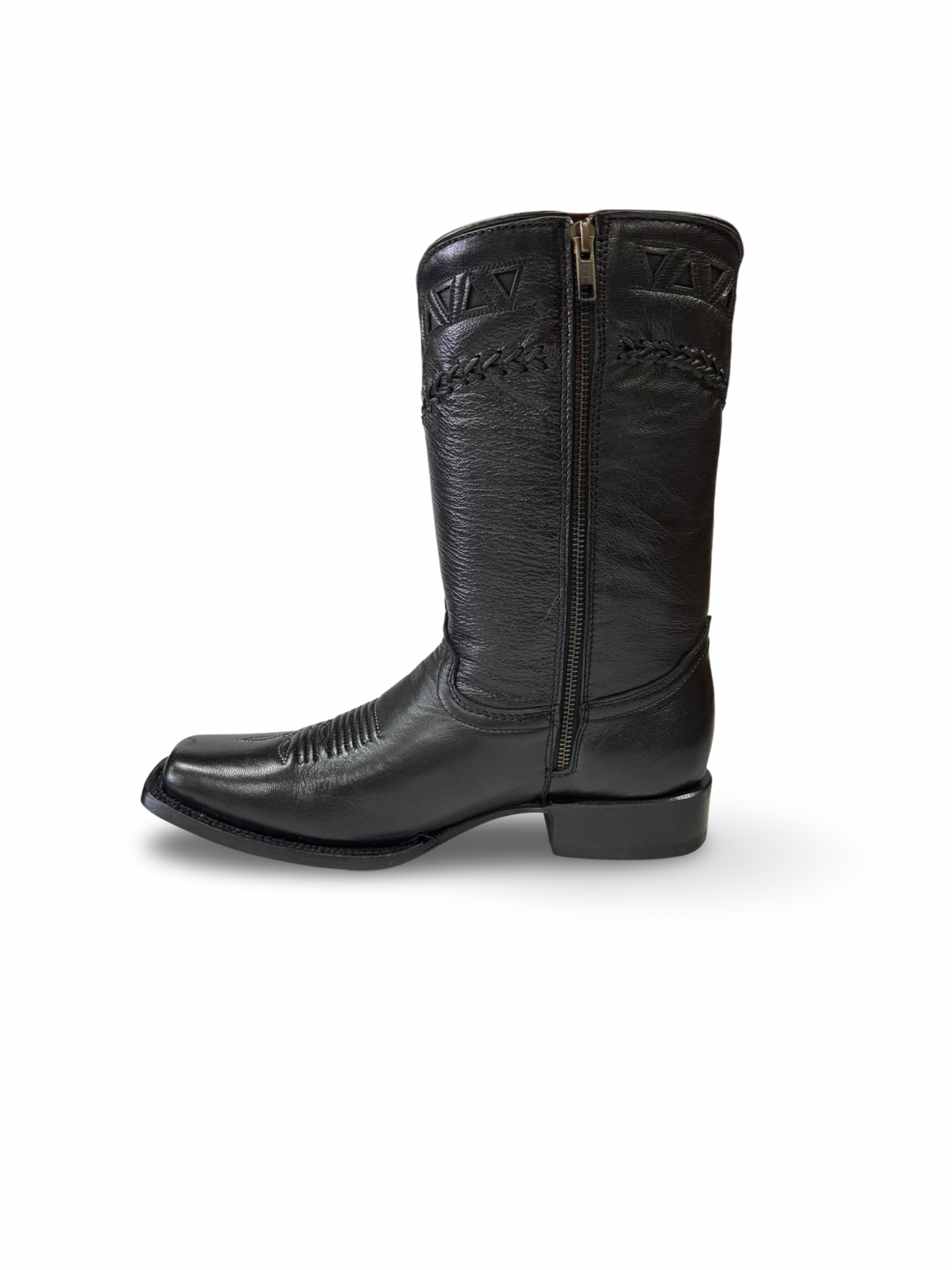 Black on Black Leather Rodeo (with Zipper)