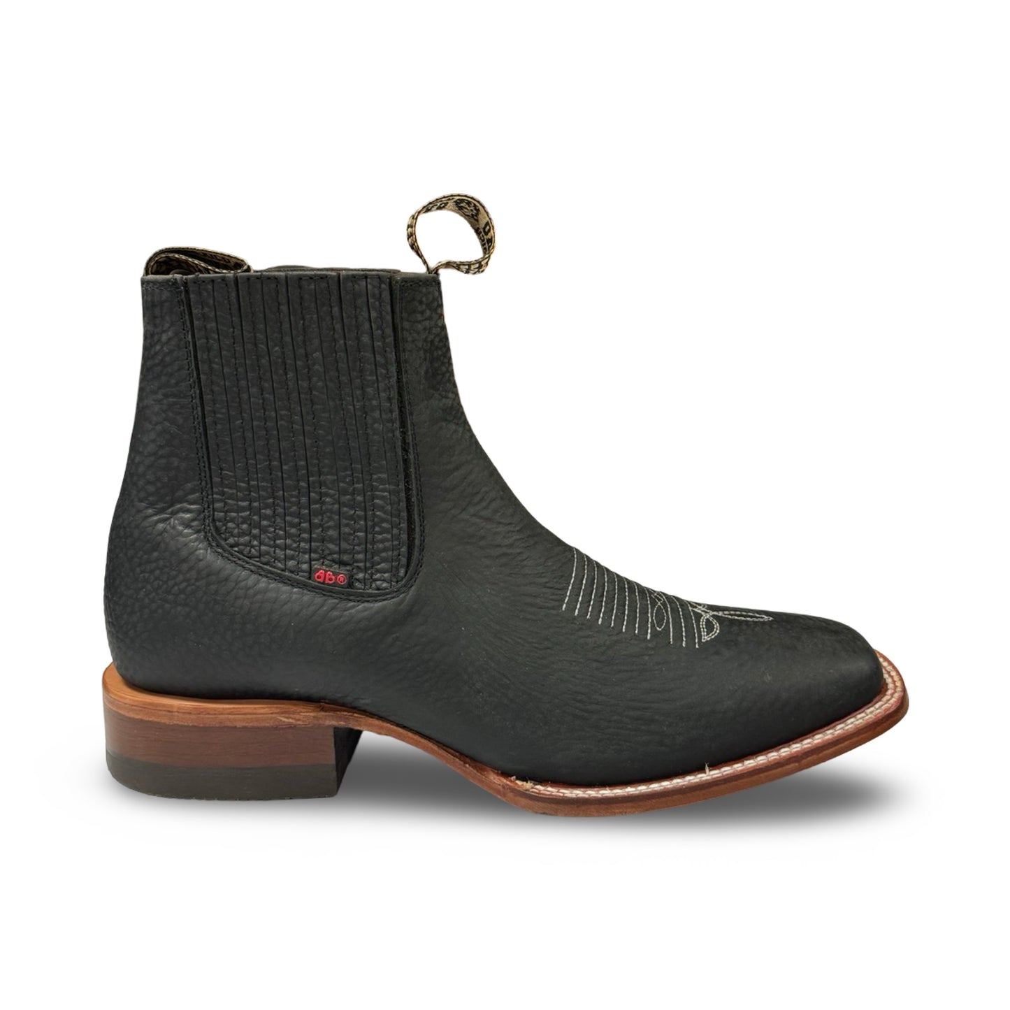 Botín Becerro de Piel Rhino Negro Vaqueta (Low-cut Black Becerro Rhino Leather Men's Boots)