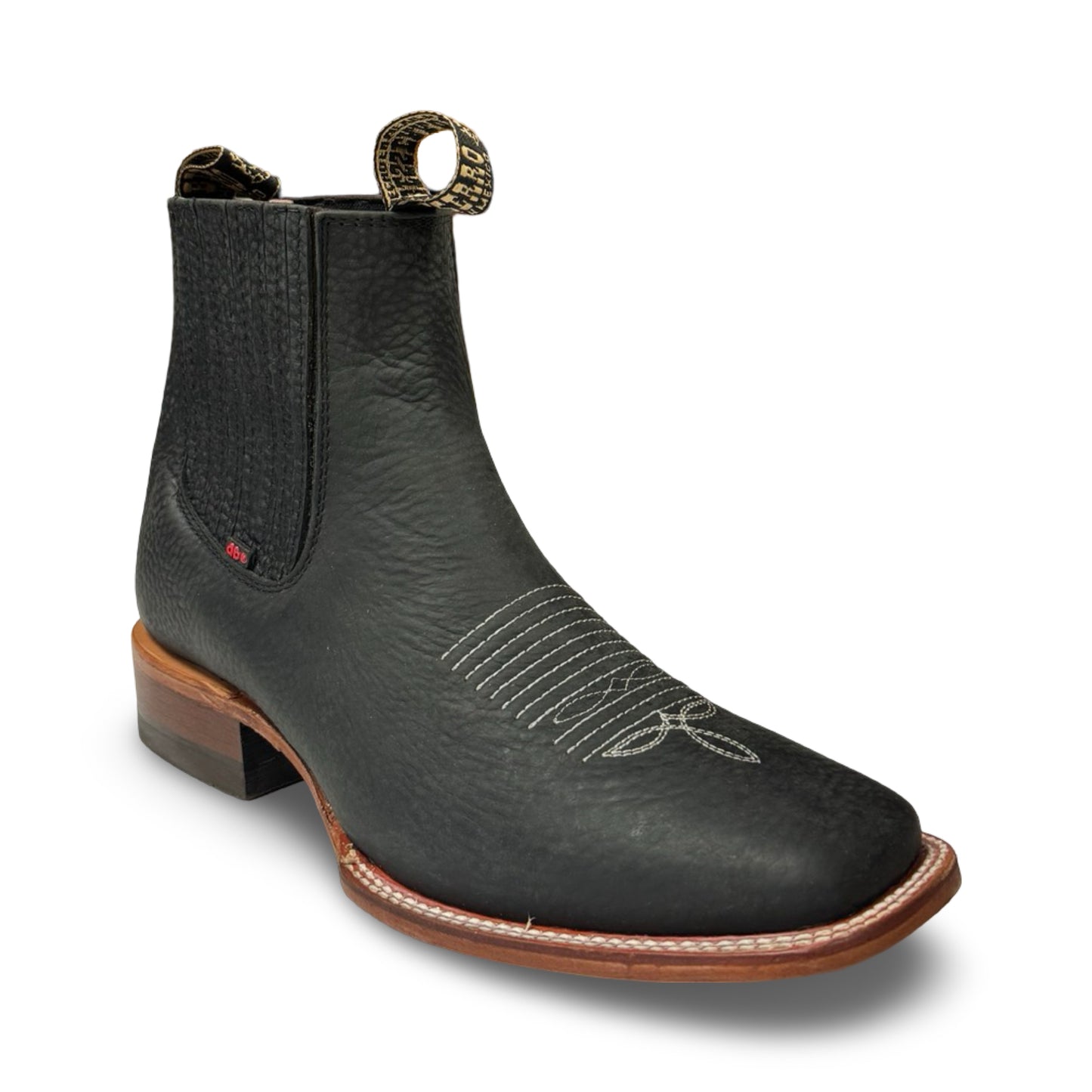 Botín Becerro de Piel Rhino Negro Vaqueta (Low-cut Black Becerro Rhino Leather Men's Boots)