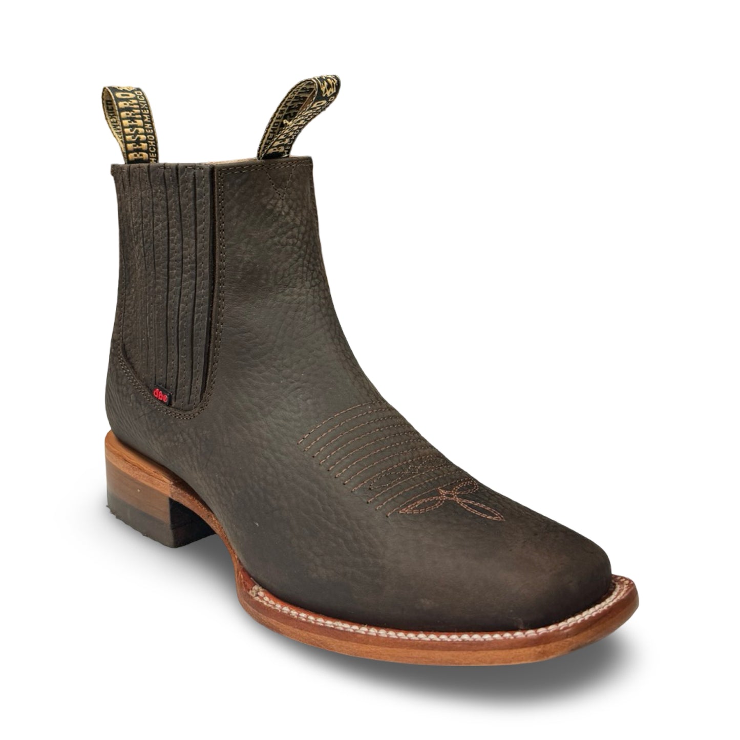 Botín Becerro de Piel Rhino Chocó Vaqueta (Low-cut Becerro Rhino Leather Brown Men's Boots)