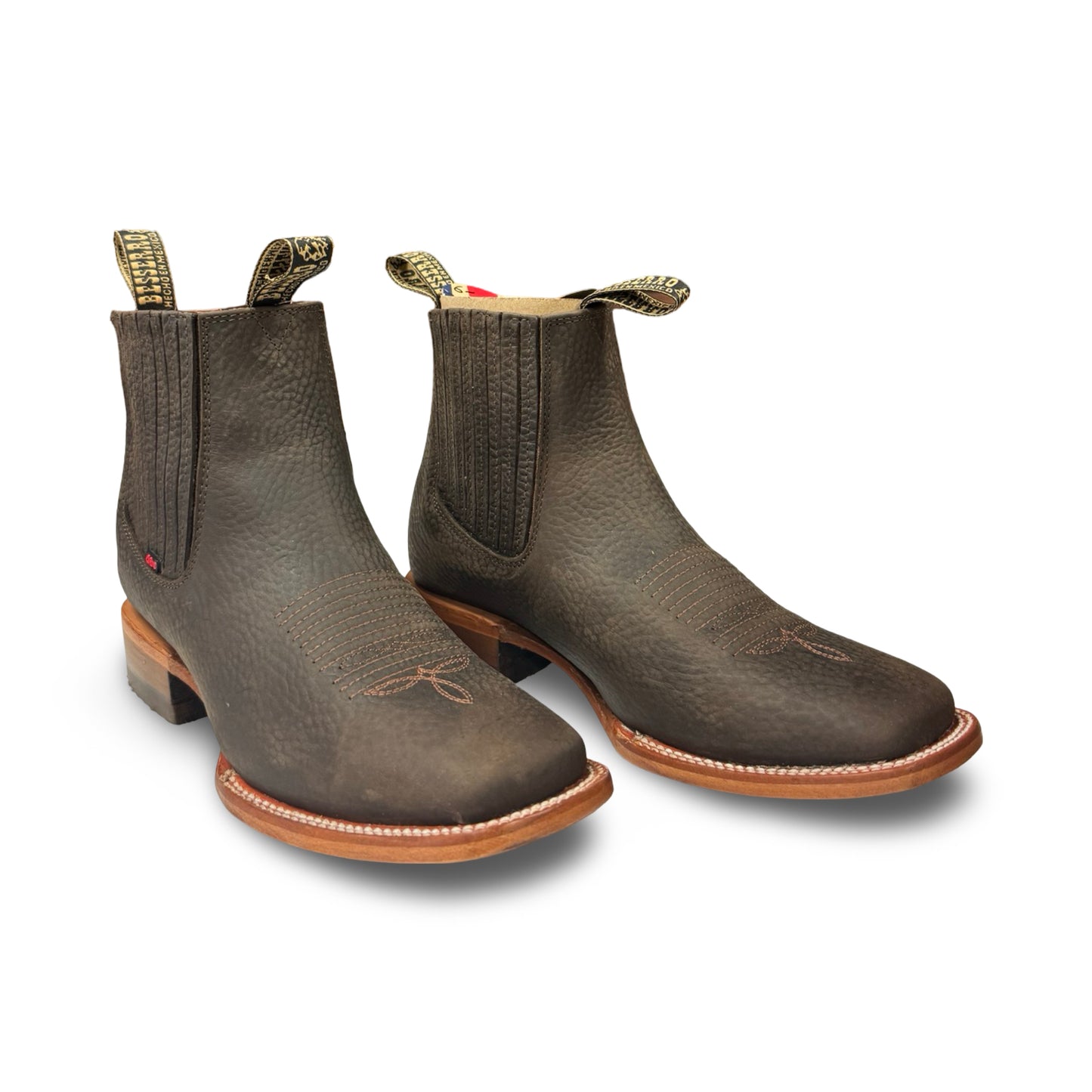 Botín Becerro de Piel Rhino Chocó Vaqueta (Low-cut Becerro Rhino Leather Brown Men's Boots)