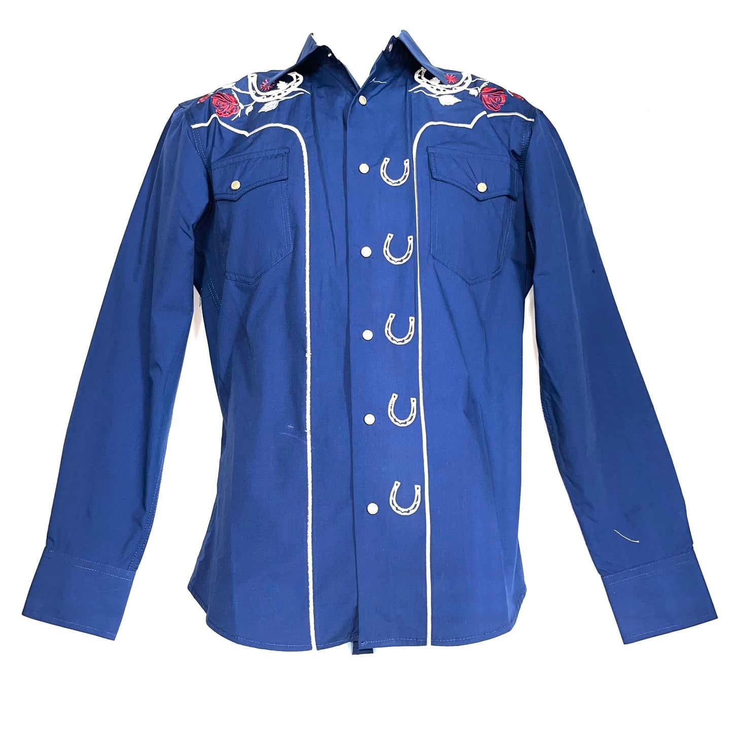 Blue/Black Horseshoe Cowboy Shirt